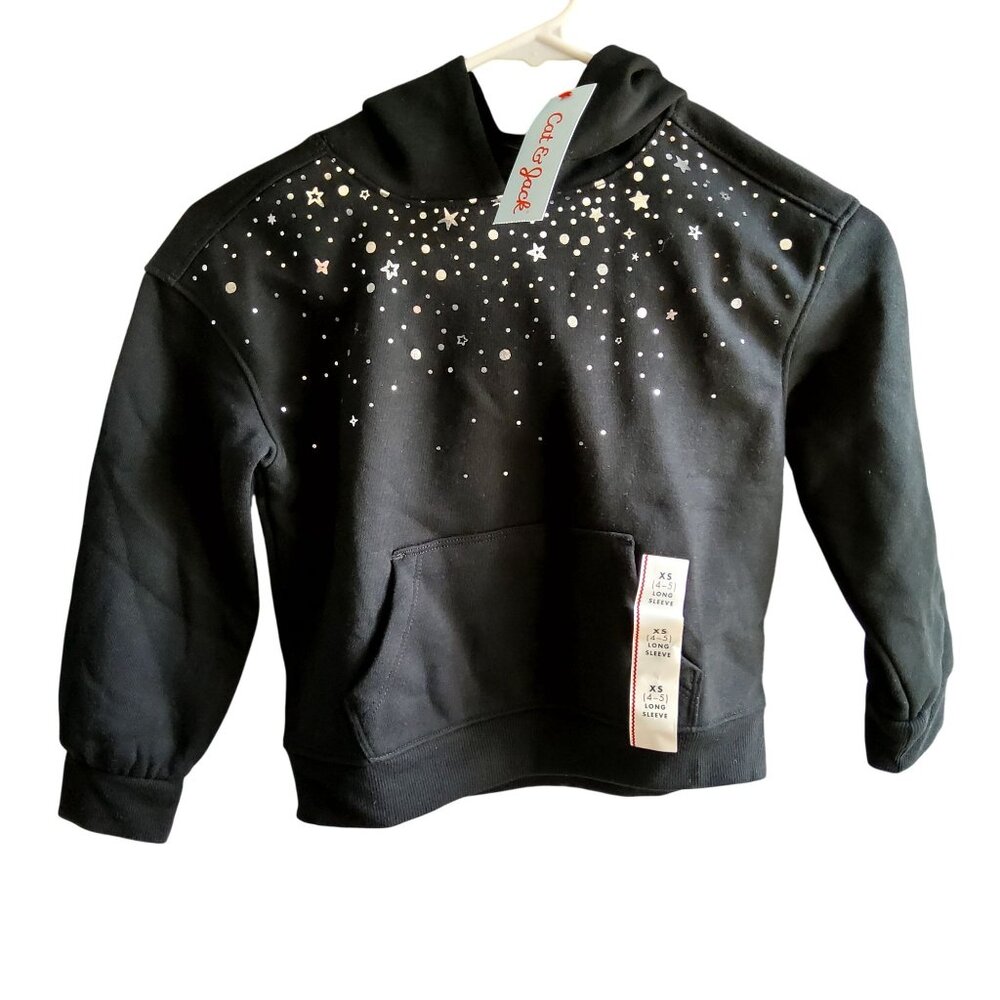 Cat & Jack Comfortable fit XS 4/5 Black Starry Night Hoodie Sweatshirt